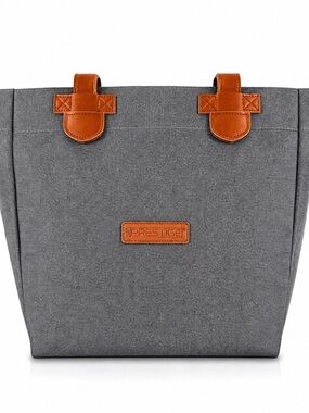 Prestige Women's Gray Laptop Tote with Tan Accents